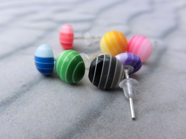 Ohrstecker rund Kreis Streifen Regenbogen bunt